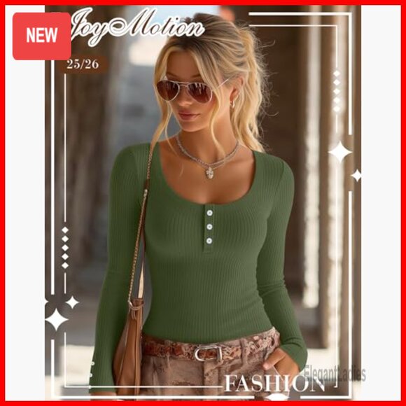 Long Sleeve Henley Shirts Slim Fit Ribbed Knit Tops 4 Pack - Picture 4 of 7